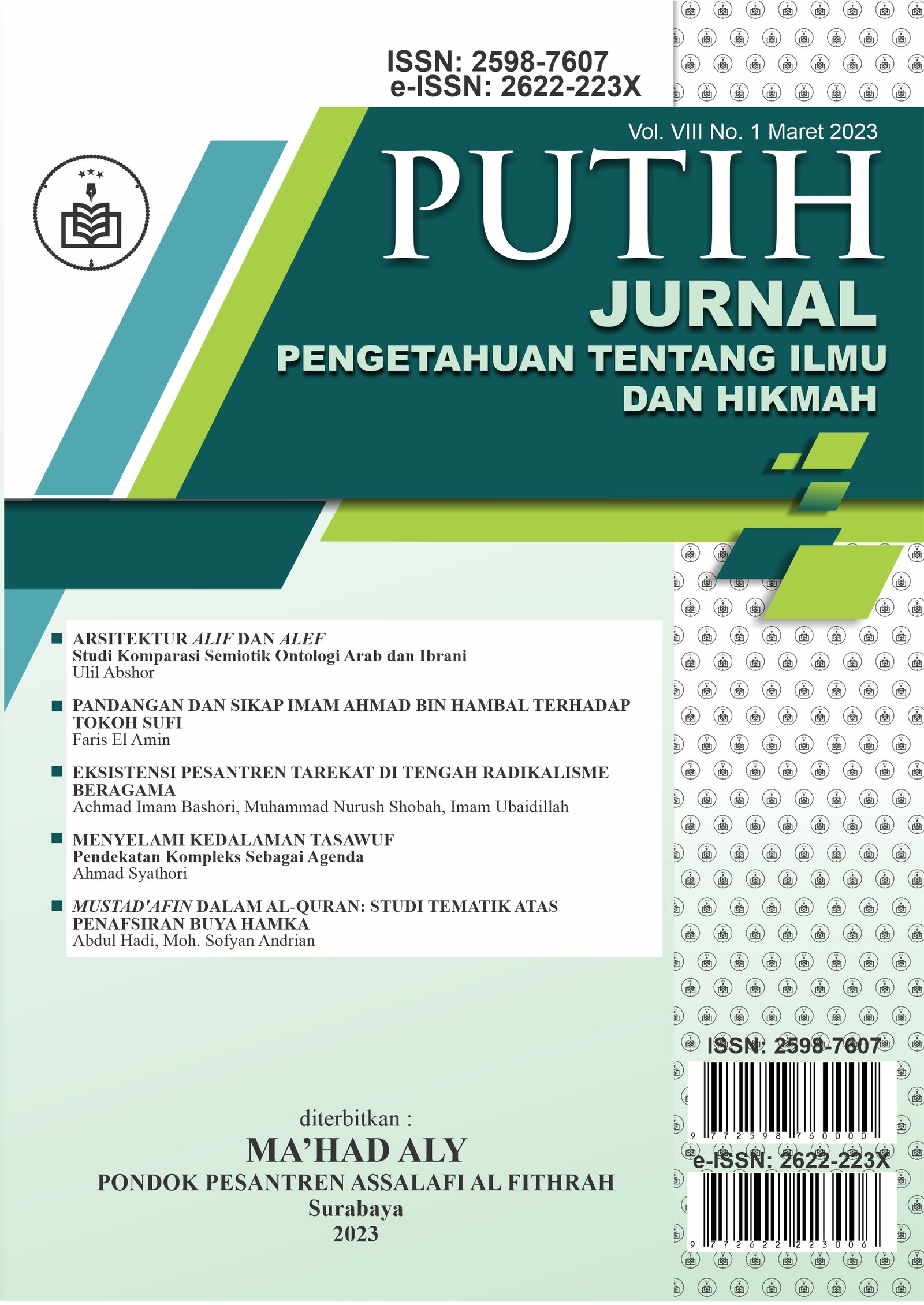 					View Vol. 8 No. 1 (2023): PUTIH: Jurnal Pengetahuan tentang Ilmu dan Hikmah Vol. VIII No. I
				